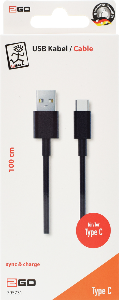 ACV Cable USB-C 3.1 1m black - Kabel - Digital/Daten