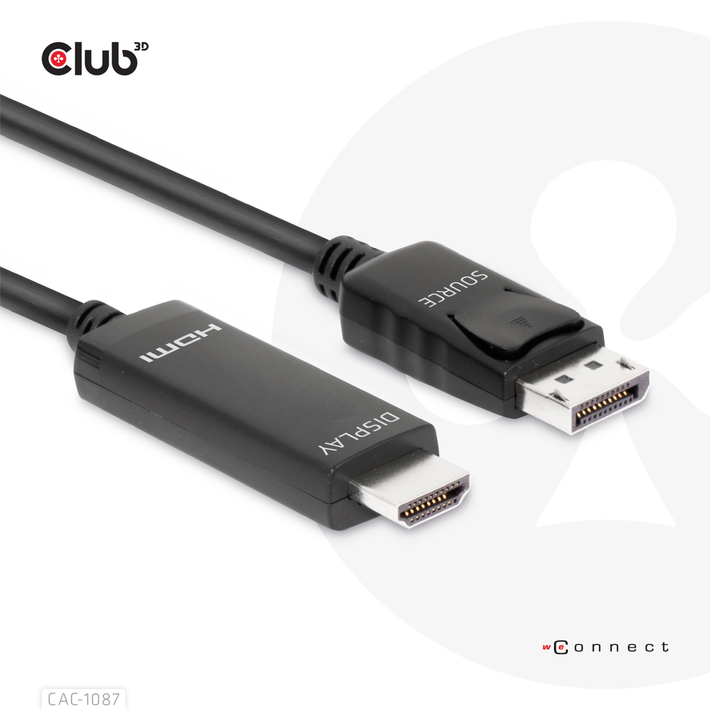 Club 3D DisplayPort 1.4 to HDMI 4K144Hz or 8K60Hz HDR10 cable 3m - Kabel - Digital/Display/Video