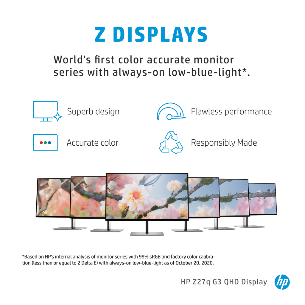 HP Z27q G3 QHD - 68,6 cm (27 Zoll) - 2566 x 1440 Pixel - Quad HD - LED - 5 ms - Silber