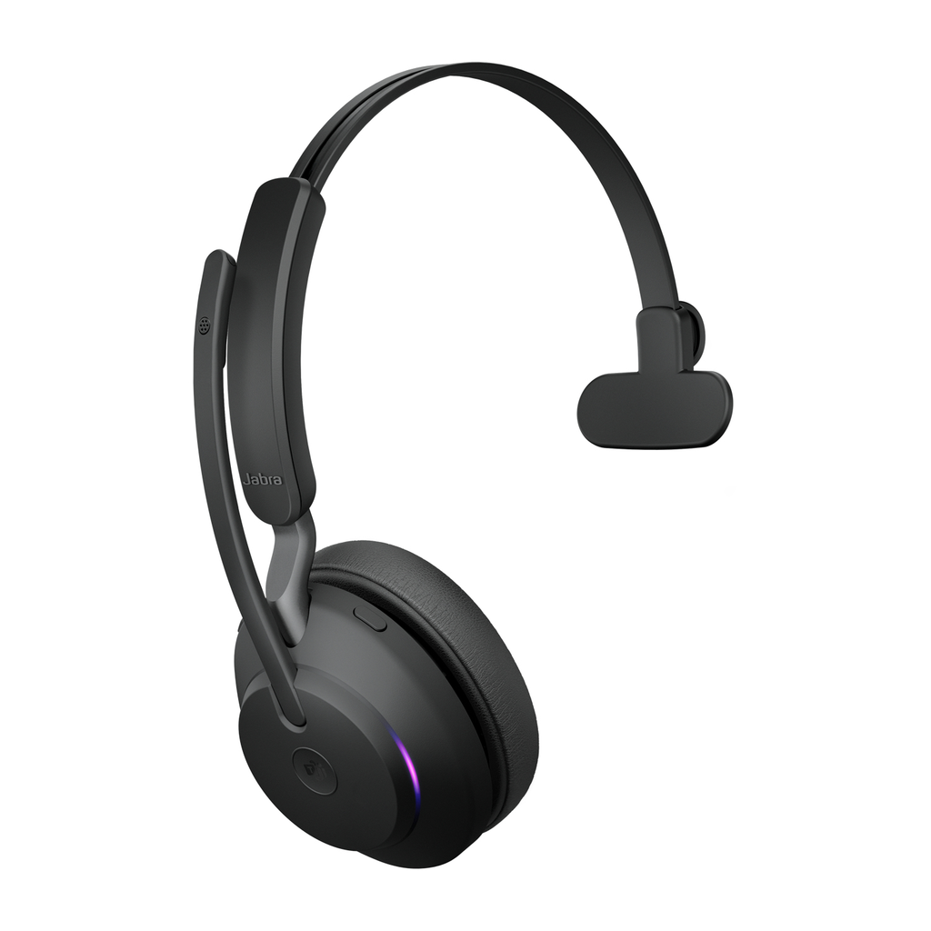 Jabra Evolve2 65 - MS Mono - Kopfhörer - Kopfband - Büro/Callcenter - Schwarz - Monophon - Bluetooth-Pairing - Multi-key - Abspielen/Pause - Track < - Ortung > - Lautstärke + - Lautsärke -