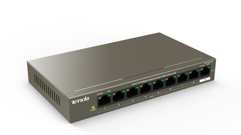 Tenda TEF1109P - Managed - Fast Ethernet (10/100) - Vollduplex - Power over Ethernet (PoE)
