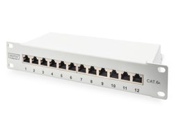 DIGITUS CAT 6A Patch Panel, geschirmt, 12-Port, 1HE, 10", grau