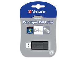 Verbatim PinStripe - USB-Laufwerk - 64 GB - Schwarz