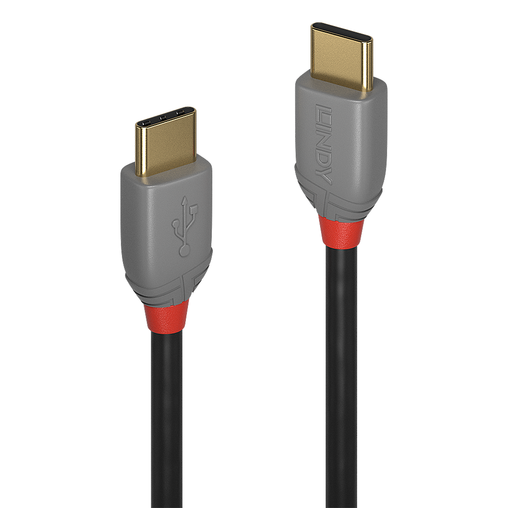 Lindy 0.5m USB 2.0 Type C Cable - Anthra Line - 0.5 m - USB C - USB C - USB 2.0 - 480 Mbit/s - Black - Grey
