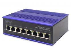 DIGITUS 8 Port Fast Ethernet Network Switch, Industrial, Unmanaged, 1 RJ45 Uplink