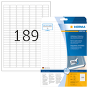 HERMA Ablösbare Etiketten A4 25.4x10 mm weiß Movables/ablösbar Papier matt 4725 St. - Weiß - Selbstklebendes Druckeretikett - A4 - Papier - Laser/Inkjet - Entfernbar