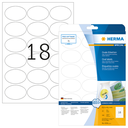 HERMA Ablösbare Etiketten A4 63.5x42.3 mm weiß oval Movables/ablösbar Papier matt 450 St. - Weiß - Selbstklebendes Druckeretikett - A4 - Papier - Laser/Inkjet - Entfernbar