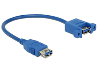 Delock 0.25m 2xUSB3.0-A - 0,25 m - USB A - USB A - USB 3.2 Gen 1 (3.1 Gen 1) - Weiblich/Weiblich - Blau