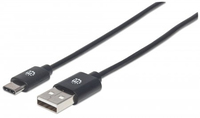 Manhattan USB 2.0 Typ C-Kabel - Typ C-Stecker auf Typ A-Stecker - 480 Mbit/s - 0,5 m - schwarz - 0,5 m - USB A - USB C - USB 2.0 - 480 Mbit/s - Schwarz