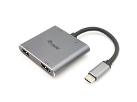 Equip USB-C 4 in 1 Dual HDMI Adapter - USB 3.2 Gen 1 (3.1 Gen 1) Type-C - Silver - 4K Ultra HD - 30 Hz - HDMI - Aluminium