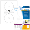 HERMA CD labels Maxi A4 Ø 116 mm white paper matt opaque 50 pcs. - White - Self-adhesive printer label - A4 - Paper - Laser/Inkjet - Permanent