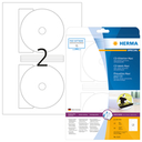 HERMA CD-Etiketten Maxi A4 Ø 116 mm weiß Papier matt blickdicht 50 St. - Weiß - Selbstklebendes Druckeretikett - A4 - Papier - Laser/Inkjet - Dauerhaft