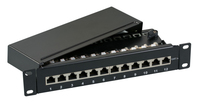 EFB Elektronik Mini-Patchpanel STP 12xRJ45 Cat.5e, 10“ 1HE, RAL9005 schwarz