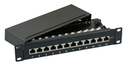 EFB Elektronik Mini-Patchpanel STP 12xRJ45 Cat.5e, 10“ 1HE, RAL9005 schwarz