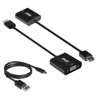 Club 3D CAC-1302 - 0,5 m - HDMI Typ A (Standard) - VGA (D-Sub) - Männlich - Weiblich - Schwarz