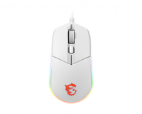 MSI CLUTCH GM11 WHITE Gaming Mouse '2-Zone RGB - upto 5000 DPI - 6 Programmable button - Symmetrical design - OMRON Switches - Center' - Ambidextrous - Optical - USB Type-A - 5000 DPI - White