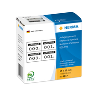 HERMA Enclosure numbers self-adhesive 2 labels printed in row 15x22 mm black printed - 0-999 - Black - Rectangle - Paper - Germany - 15 mm - 22 mm