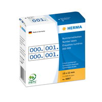 HERMA Nummernetiketten doppelt selbstklebend 10x22 mm Aufdruck blau - 0-999 - Blau - Rechteck - Papier - Deutschland - 10 mm - 22 mm