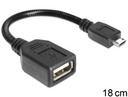 Delock USB micro-B - USB 2.0-A - 0.18m - 0,18 m - Micro-USB B - USB A - USB 2.0 - Männlich/Weiblich - Schwarz