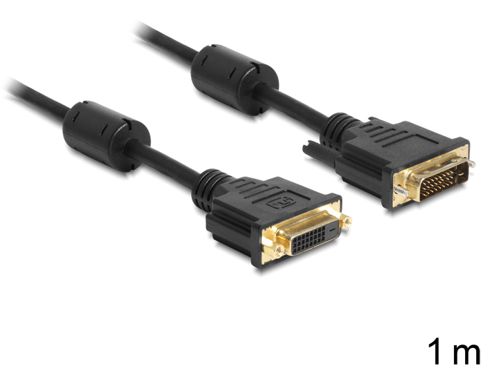 Delock DVI-D/DVI-D 1m - 1 m - DVI-D - DVI-D - Black - Gold - Male/Female