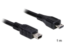 Delock 1m USB2.0 microB/miniB - 1 m - Micro-USB B - Mini-USB B - USB 2.0 - Male/Male - Black