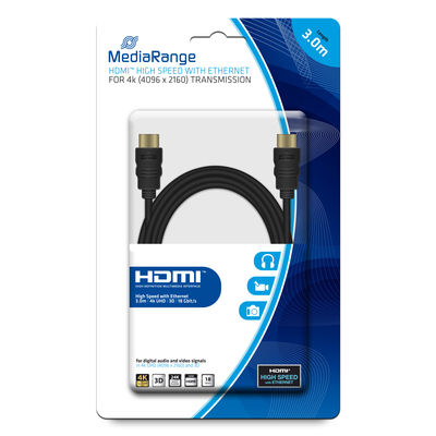 MEDIARANGE MRCS157 - 3 m - HDMI Typ A (Standard) - HDMI Typ A (Standard) - 3D - 18 Gbit/s - Schwarz