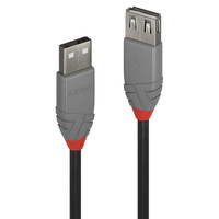 Lindy 36701 0.5m USB A USB A Männlich Weiblich Schwarz - Grau USB Kabel