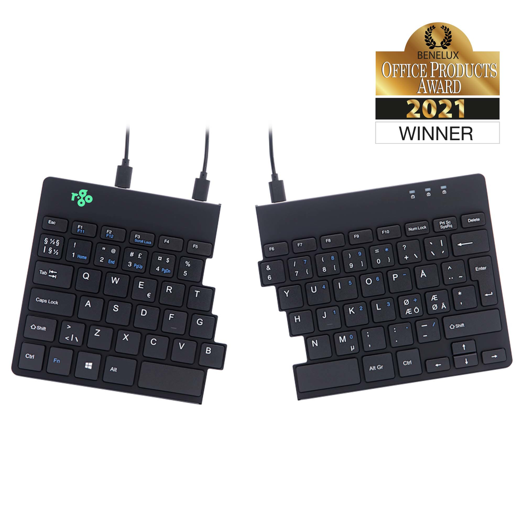 R-Go Split Break Ergonomic Keyboard - QWERTY (Nordic) - black - wired - Mini - Wired - QWERTY - Black