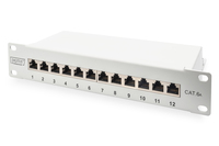 DIGITUS CAT 6A Patch Panel, shielded, 12-Port, 1HE, 10", grey