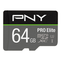 PNY PRO Elite - 64 GB - MicroSDXC - Class 10 - UHS-I - Class 3 (U3) - Black - Grey
