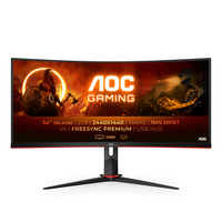 AOC G2 CU34G2X/BK - 86.4 cm (34") - 3440 x 1440 pixels - Quad HD - LED - 1 ms - Black - Red