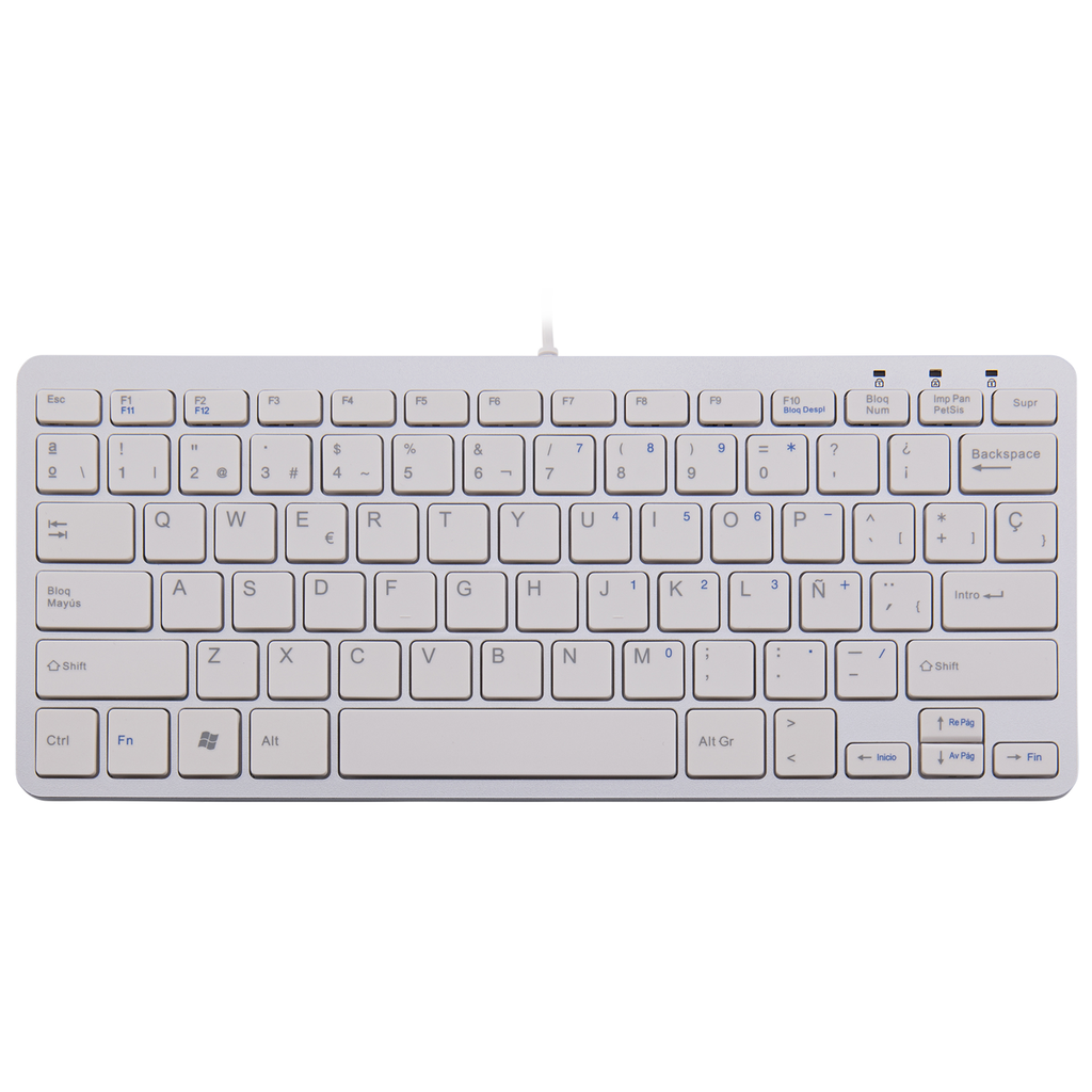 R-Go Compact Tastatur - QWERTY (ES) - weiß - kabelgebunden - Mini - Verkabelt - USB - QWERTY - Weiß