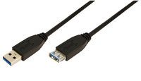 LogiLink 3m USB A - USB A 3.0 F/M - 3 m - USB A - USB A - USB 3.2 Gen 1 (3.1 Gen 1) - Männlich/Weiblich - Schwarz