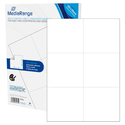 MEDIARANGE MRINK144 - Weiß - Dauerhaft - 105 x 99 - A4 - Matte - Laser/Inkjet