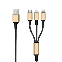 ACV 2GO 797152 - 3 m - USB B - USB C/Micro-USB B/Lightning - Black - Gold