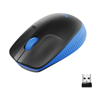 Logitech M190 Full-size wireless mouse - Ambidextrous - Optical - RF Wireless - 1000 DPI - Black - Blue