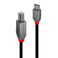 Lindy 3m USB 2.0 Typ C an B Kabel - Anthra Line - 3 m - USB C - USB B - USB 2.0 - 480 Mbit/s - Black