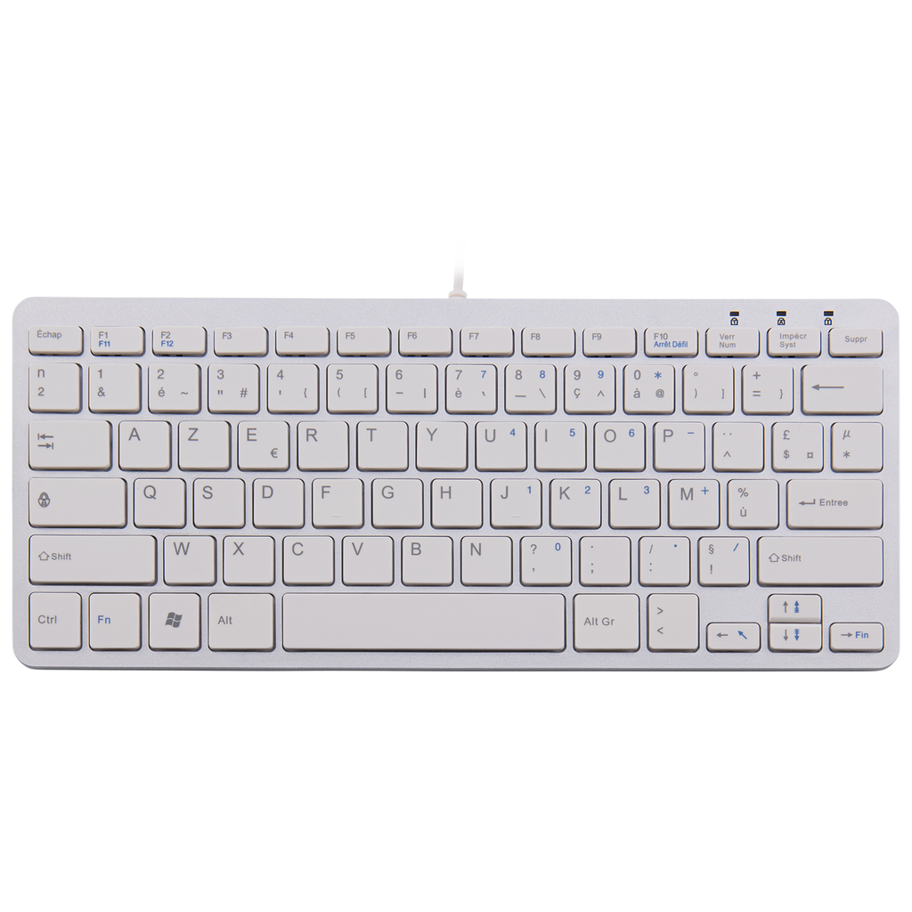 R-Go Compact Tastatur - AZERTY (FR) - weiß - kabelgebunden - Mini - Verkabelt - USB - AZERTY - Weiß