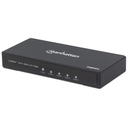 Manhattan HDMI Splitter 4-Port  - 4K@60Hz - Displays output from x1 HDMI source to x4 HD displays (same output to four displays) - AC Powered (cable 1.2m) - Black - Three Year Warranty - Retail Box (With Euro 2-pin plug) - HDMI - 4x HDMI - 3840 x 2160 pixels - Blac