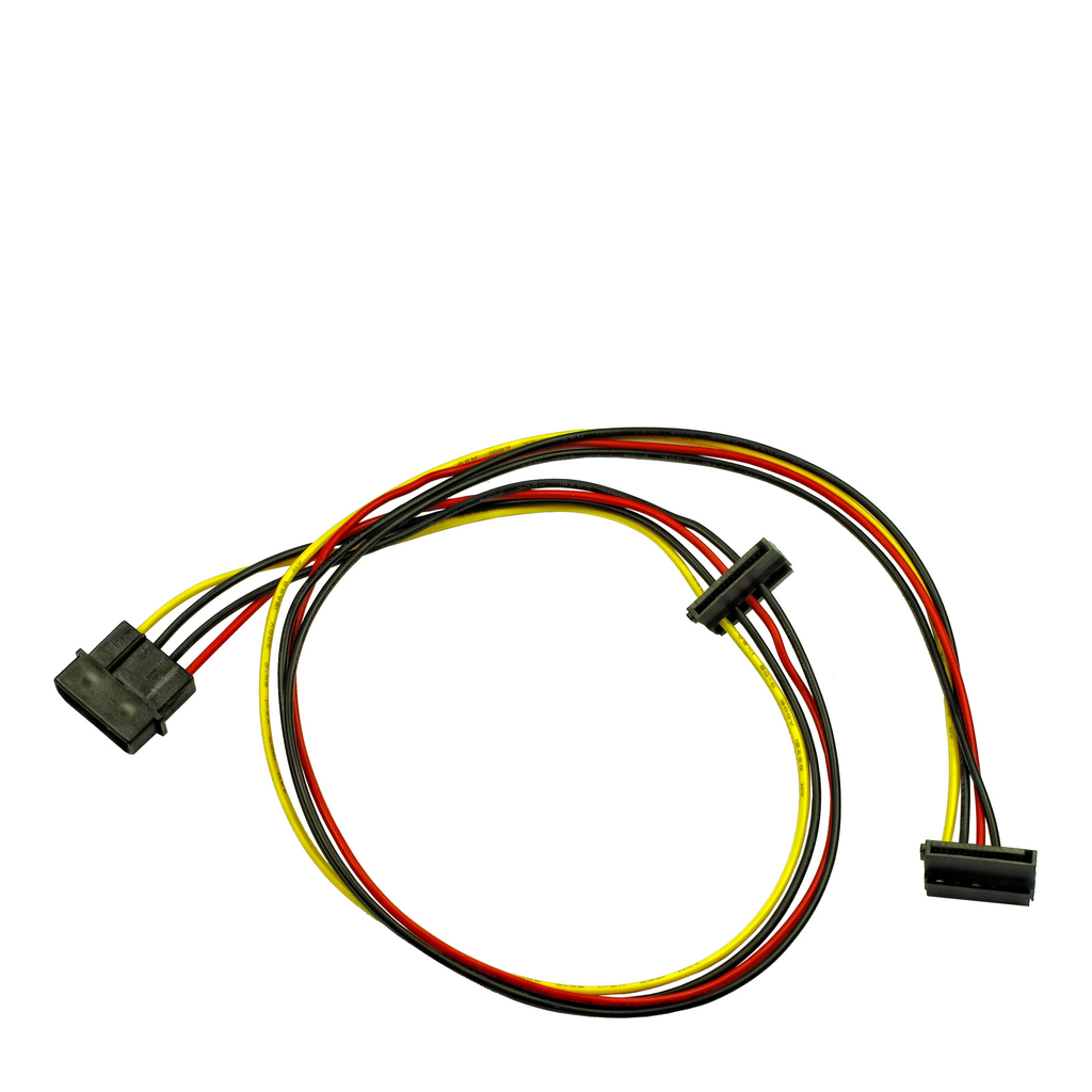 Inter-Tech 88885308 - 0.65 m - Molex (4-pin) - 2 x SATA 15-pin - Male/Female - Straight - Angled