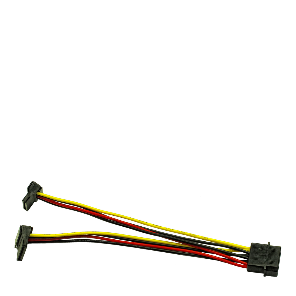 Inter-Tech 88885307 - 0.15 m - Molex (4-pin) - 2 x SATA 15-pin - Male/Female - Straight - Angled