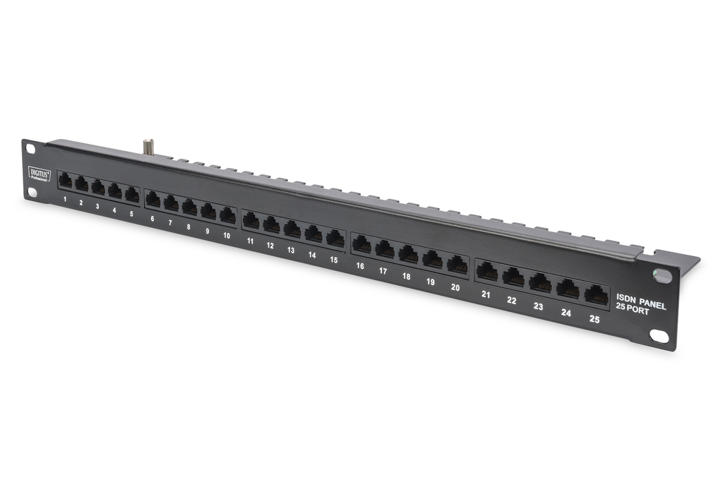 DIGITUS CAT 3 ISDN Patch Panel, ungeschirmt, schwarz