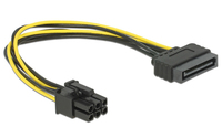 Delock Stromkabel - 15 PIN SATA Power (M) - PCI-Express-Stromversorgung, 6-polig (M) - 21 cm