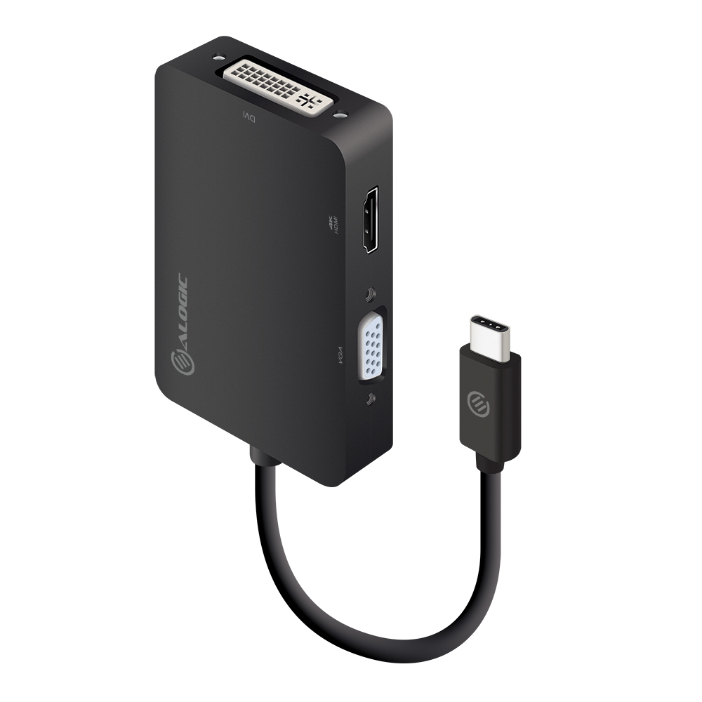 Alogic UCVGDVHD-ADP - USB Typ-C - DVI-D,HDMI,VGA - Schwarz - Windows 10 - 45 mm - 220 mm