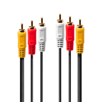 Lindy Audio Video Cable 3x phono 1m - 3 x RCA - Male - 3 x RCA - Male - 1 m - Black - Red - White - Yellow