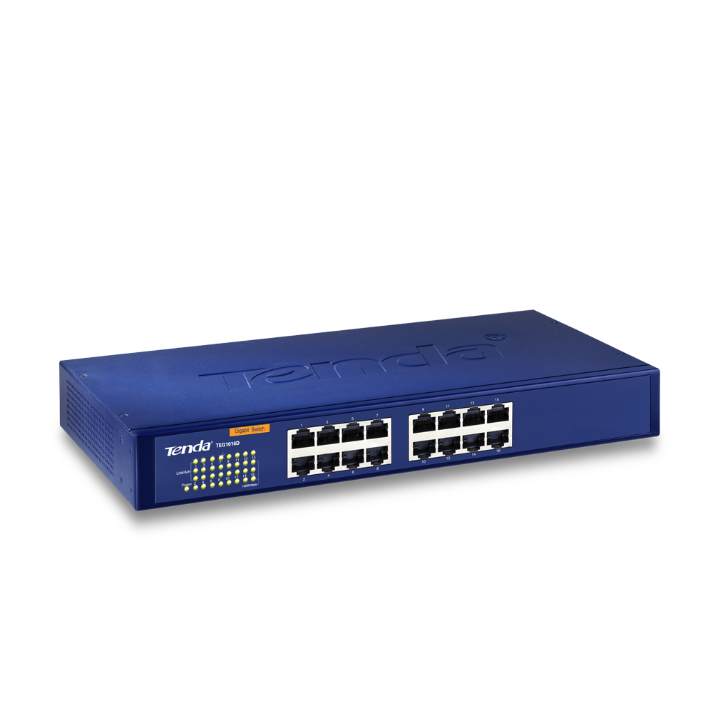 Tenda TEG1016D - Unmanaged - L2 - Gigabit Ethernet (10/100/1000) - Full duplex - Rack mounting - 1U