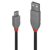 Lindy 5m USB 2.0 Type A to Micro-B Cable - Anthra Line - 5 m - USB A - Micro-USB B - USB 2.0 - 480 Mbit/s - Black - Grey