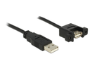 Delock 1m 2xUSB2.0-A - 1 m - USB A - USB A - USB 2.0 - Männlich/Weiblich - Schwarz