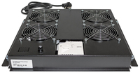 Intellinet 4-Fan Ventilation Unit for 19" Racks - Roof Mount - with Thermostat - Black (with Euro 2-pin plug) - Fan tray - Black - Steel - 4 fan(s) - 195.4 m³/h - AC