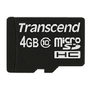 Transcend TS4GUSDC10 - 4 GB - MicroSDHC - Klasse 10 - NAND - 90 MB/s - Schwarz